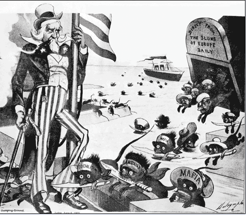 “Occhio zio Sam: sbarcano i sorci!” L’invasione giornaliera dei nuovi immigrati direttamente dai bassifondi d’Europa su Judge, 6 giugno 1903.